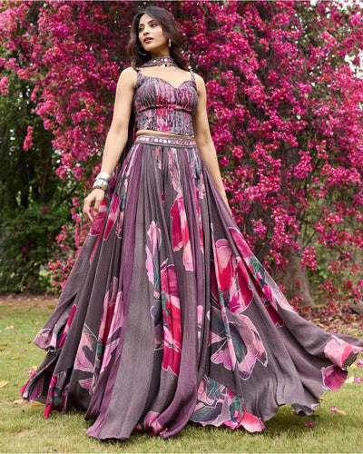 Plumicious Pink Floral Lehenga Set
