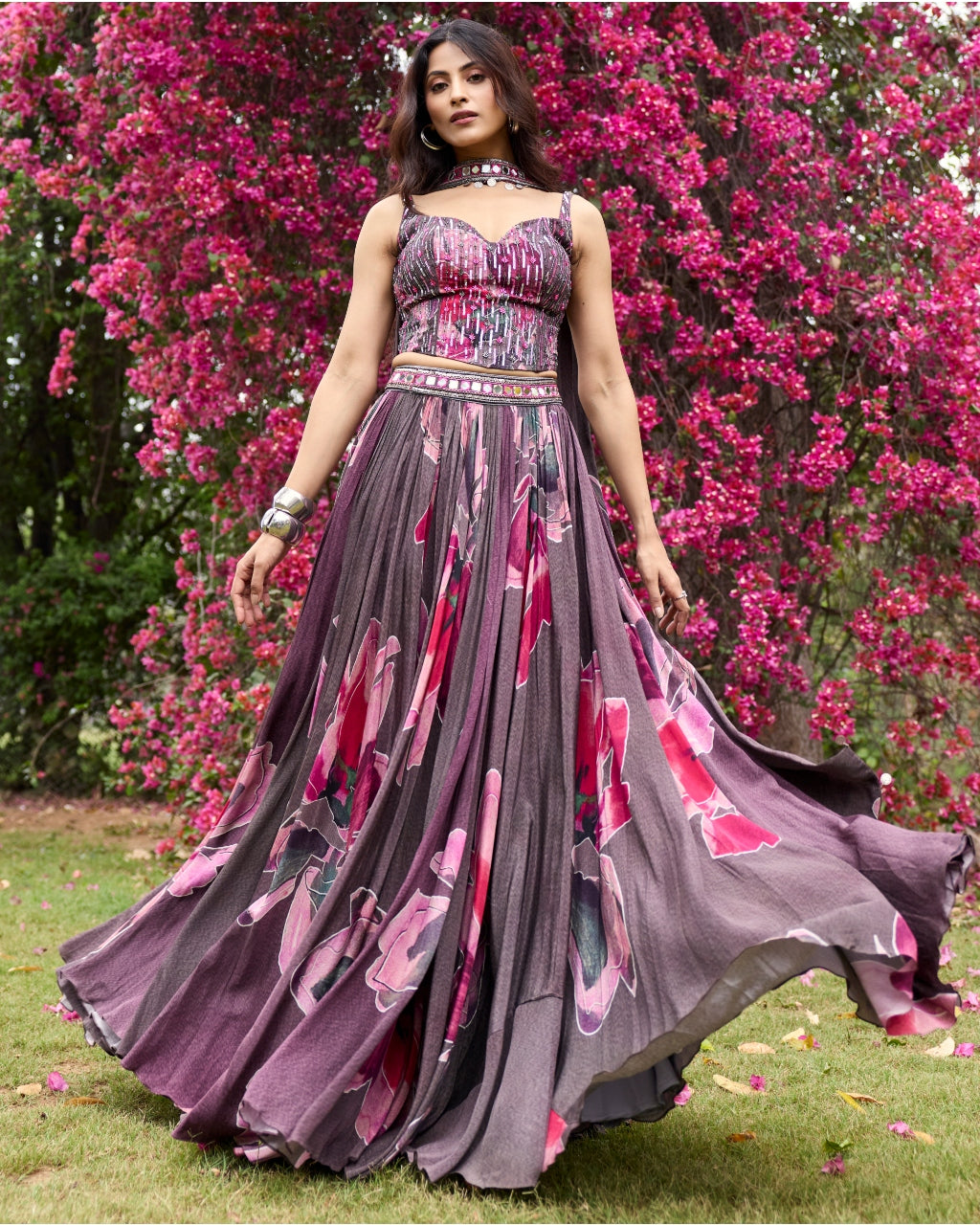 Plumicious Pink Floral Lehenga Set