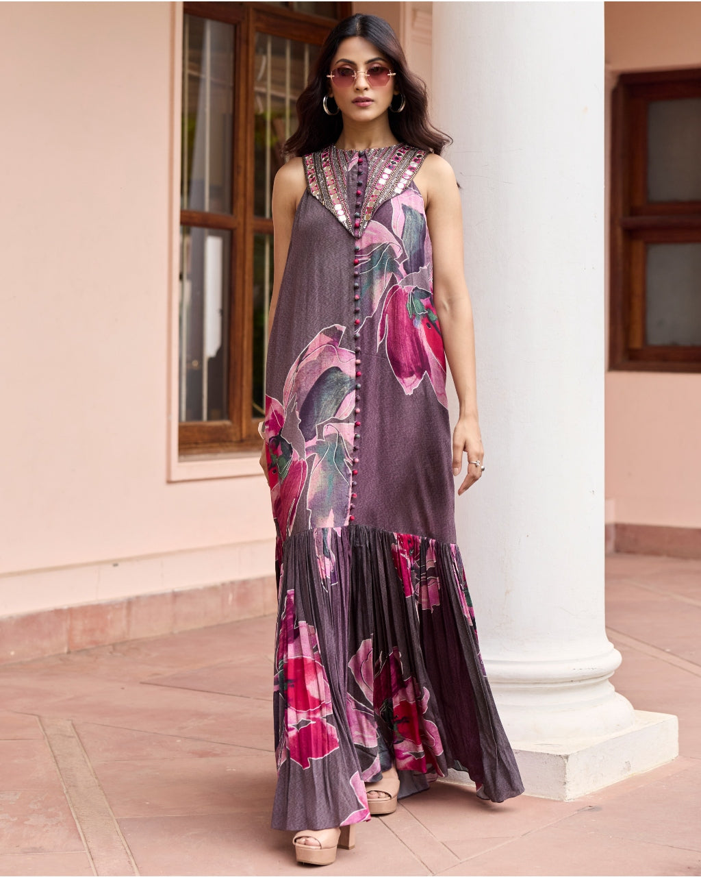 Plumicious Floral Shirt Maxi Dress