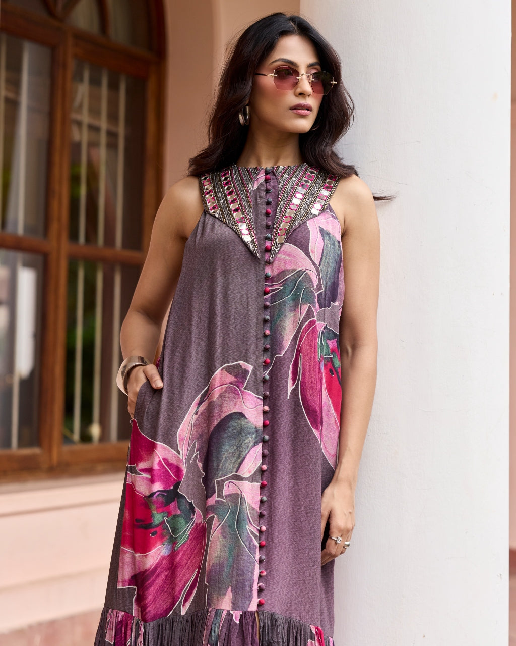 Plumicious Floral Shirt Maxi Dress
