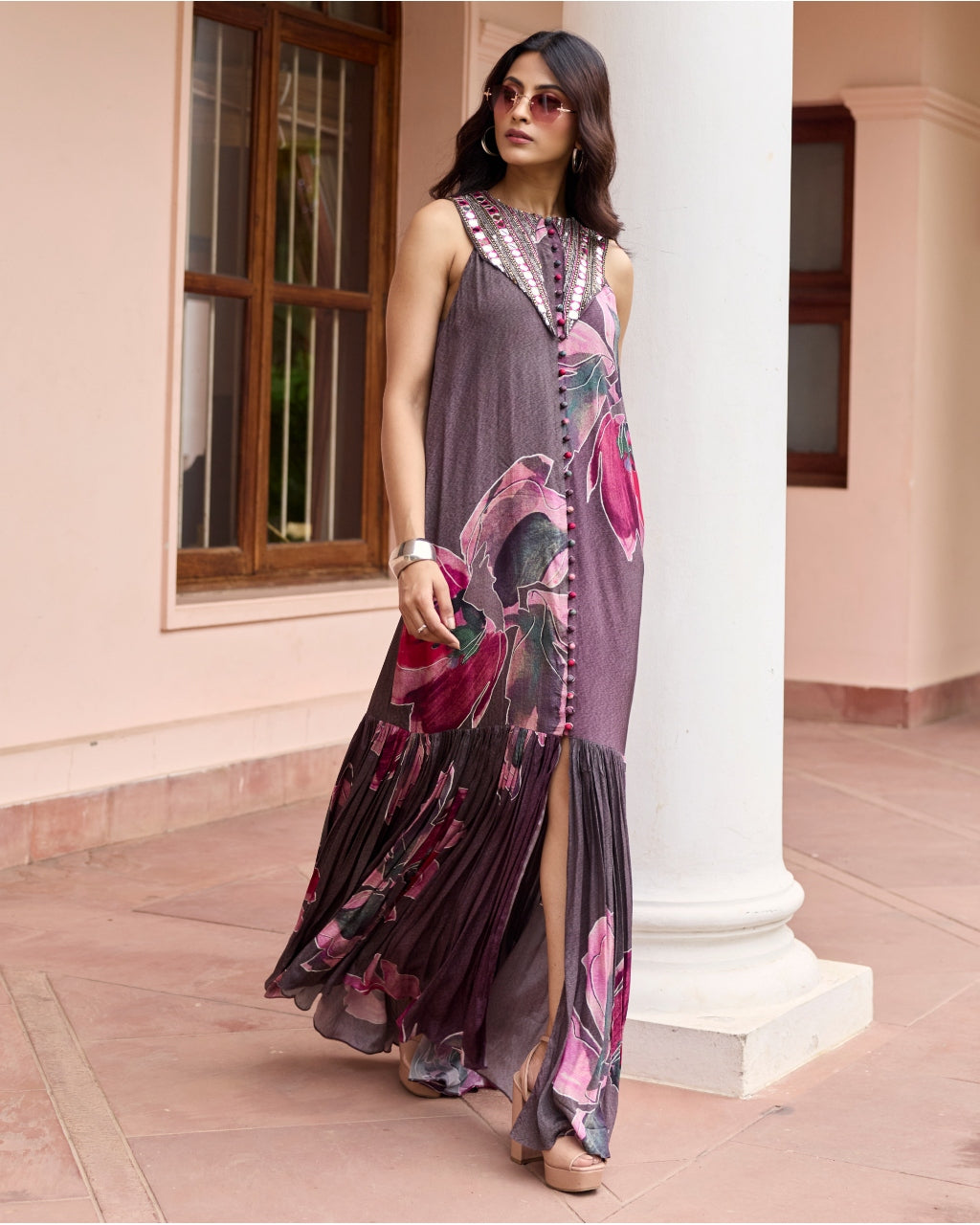 Plumicious Floral Shirt Maxi Dress