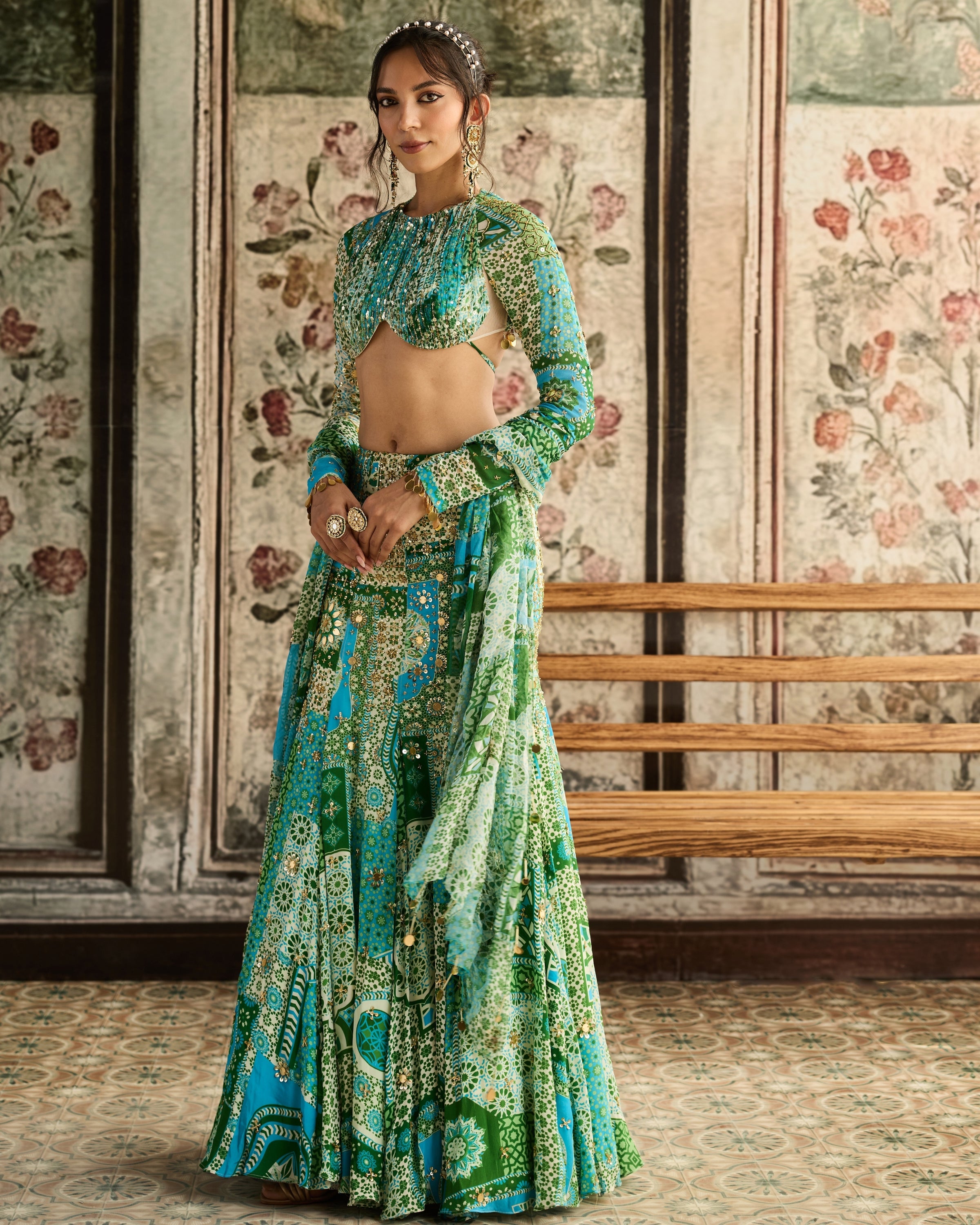 Aqua Print Mermaid Skirt Set