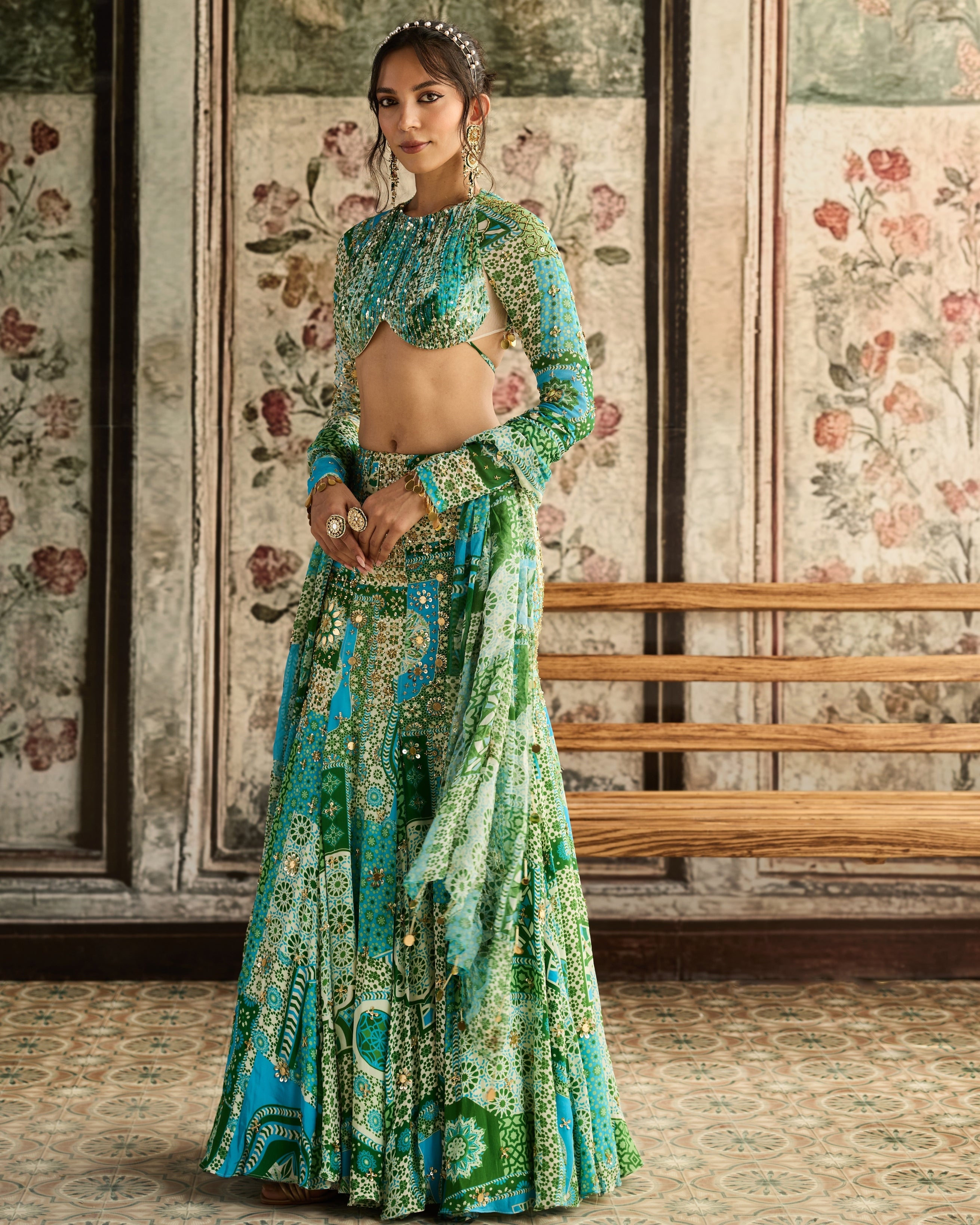 Aqua Print Mermaid Skirt Set