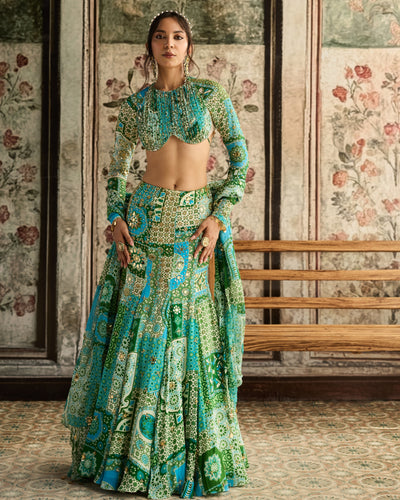 Aqua Print Mermaid Skirt Set