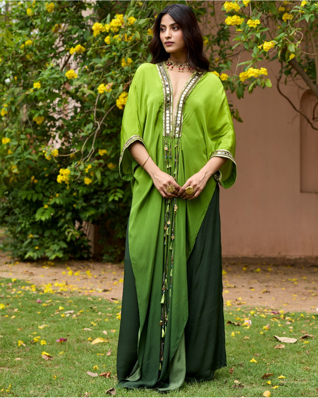 Algae Green Ombre Kaftan Set