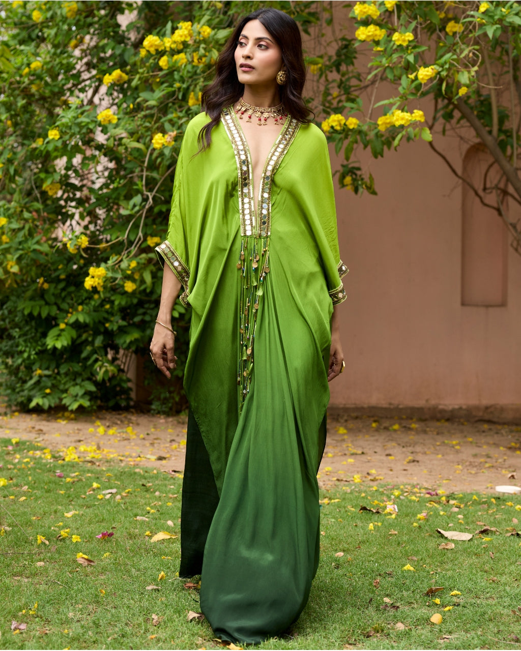 Algae Green Ombre Kaftan Set