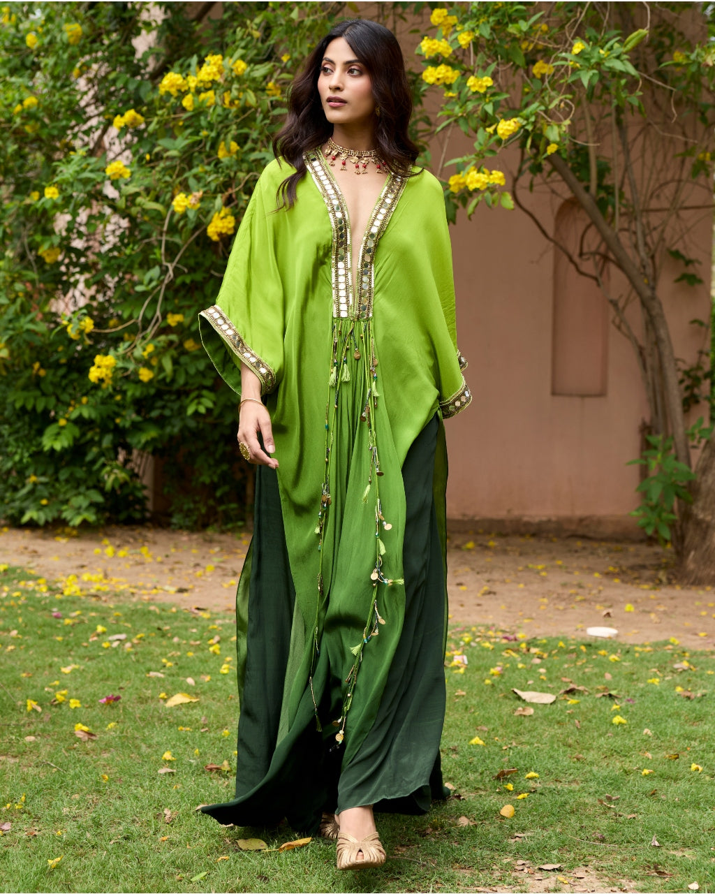 Algae Green Ombre Kaftan Set