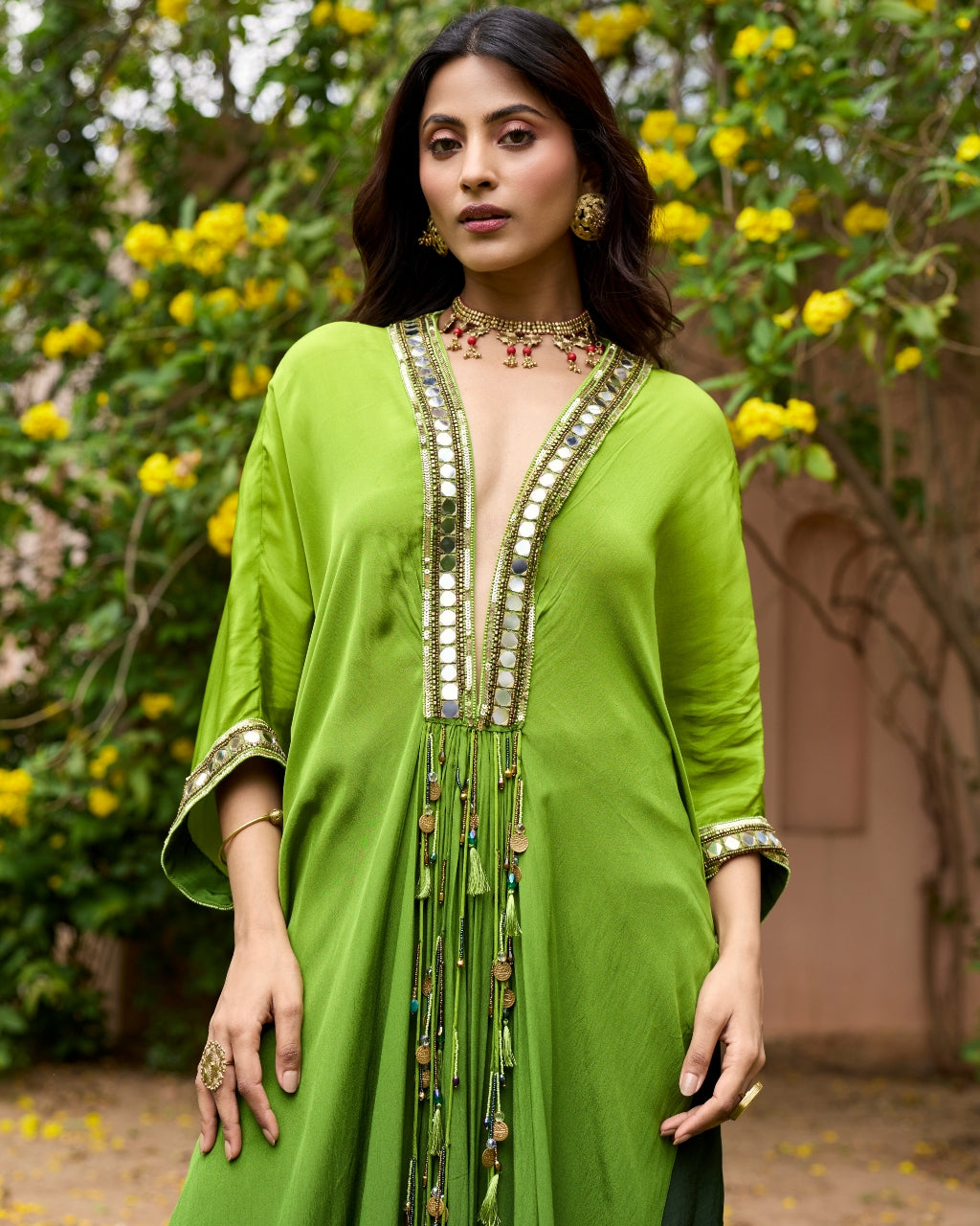 Algae Green Ombre Kaftan Set