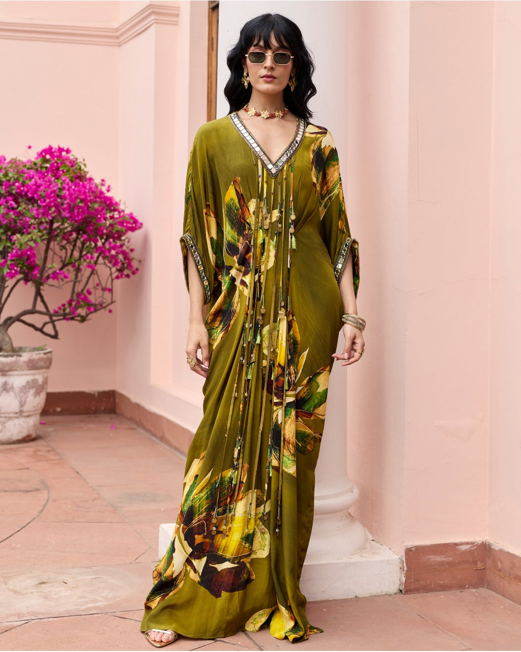 Matcha Green Floral Kaftan