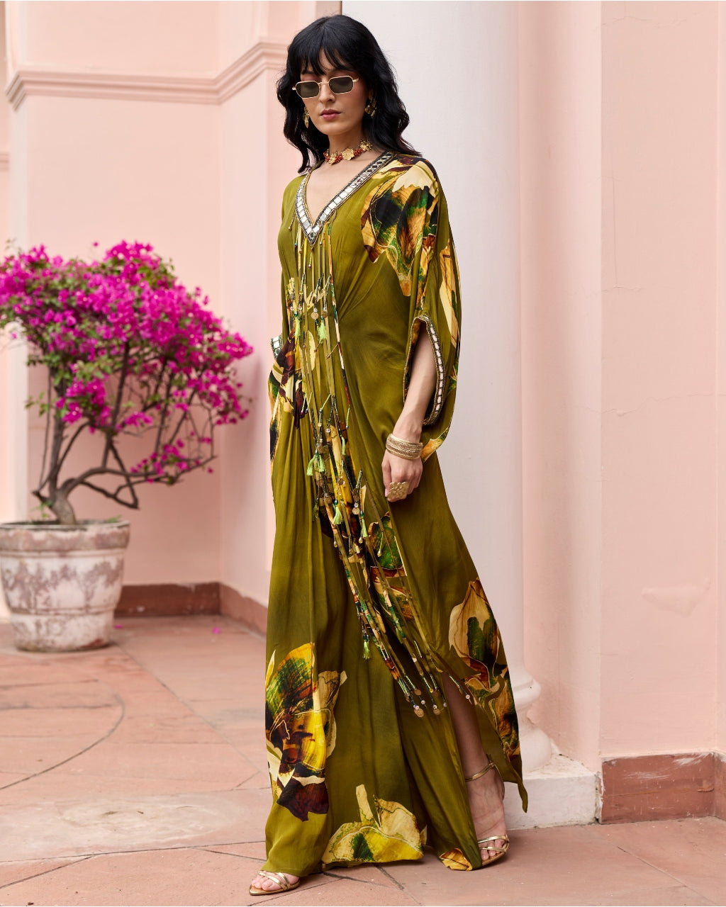 Matcha Green Floral Kaftan