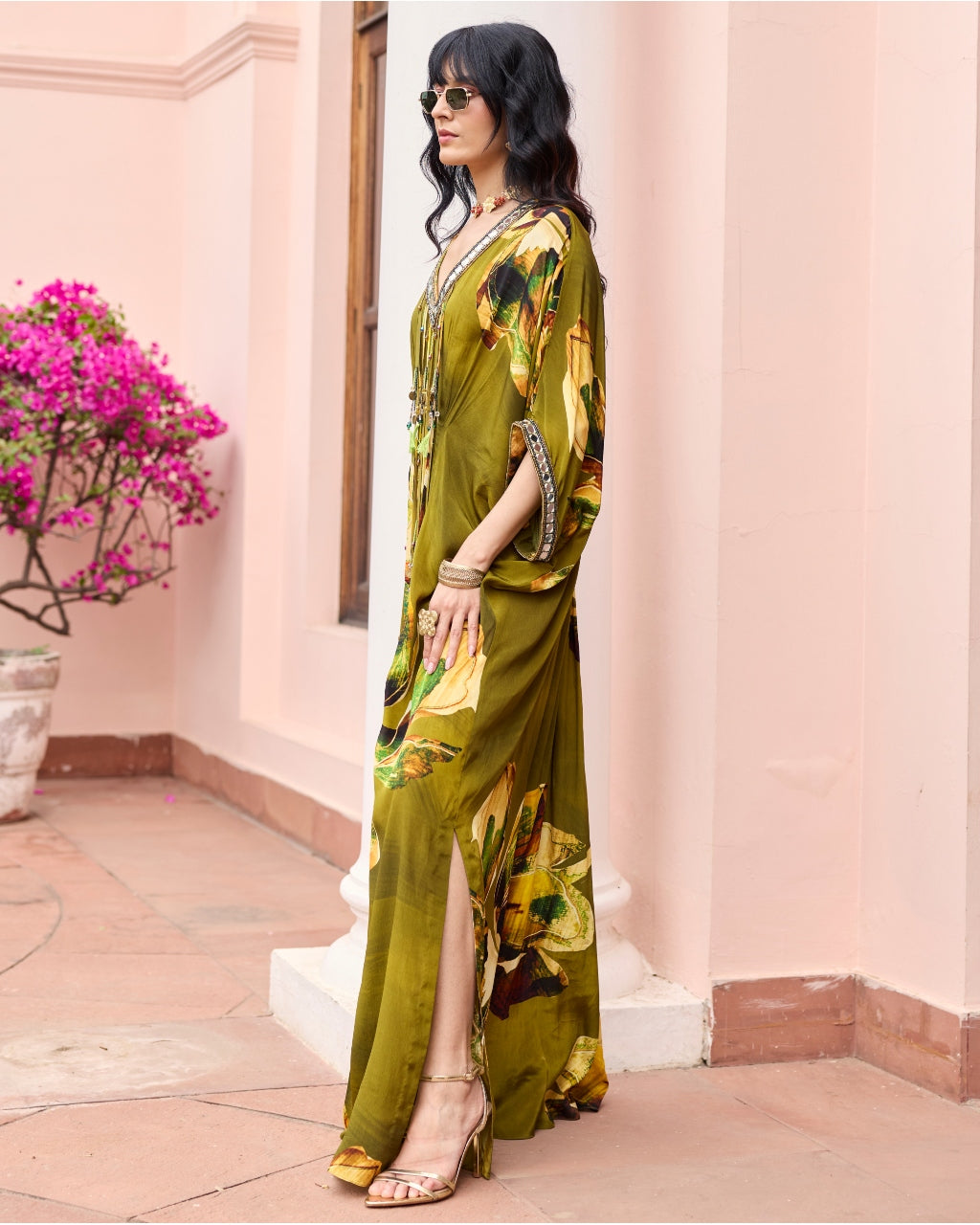 Matcha Green Floral Kaftan