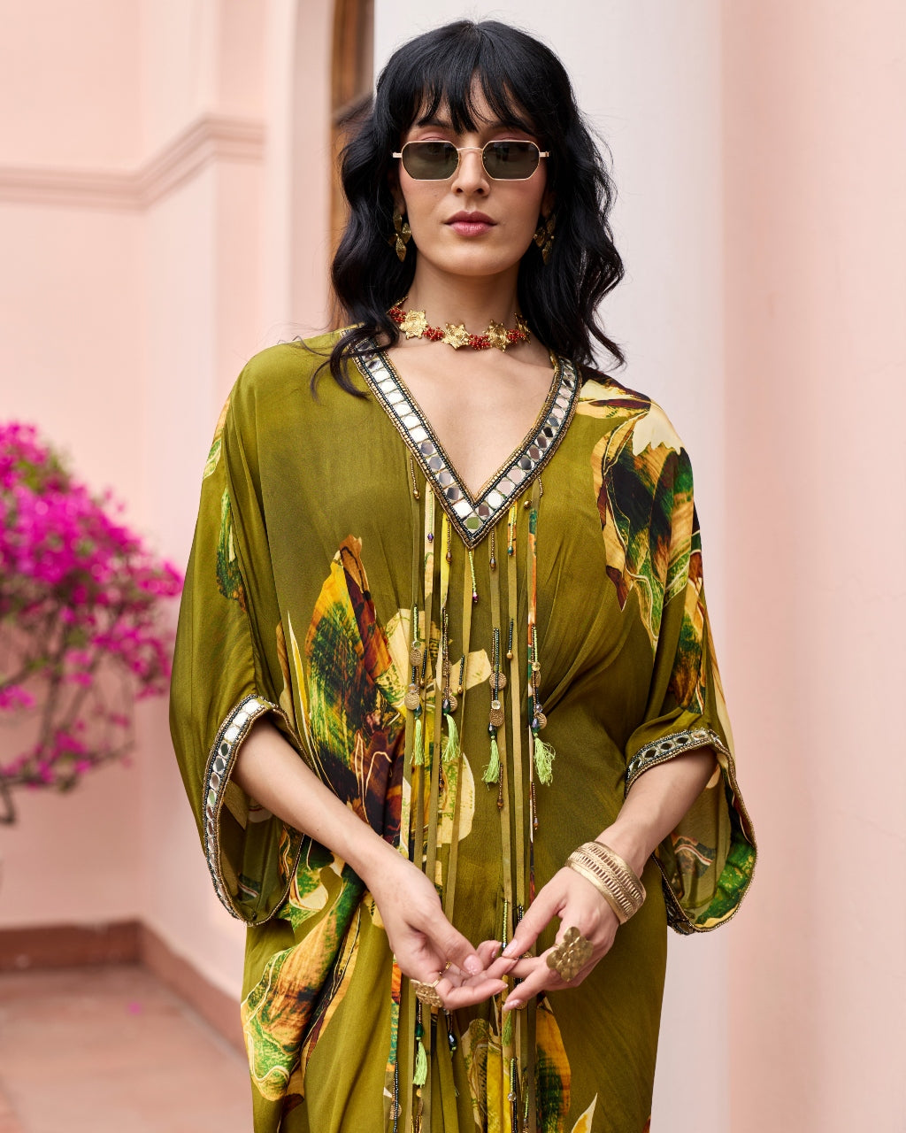Matcha Green Floral Kaftan