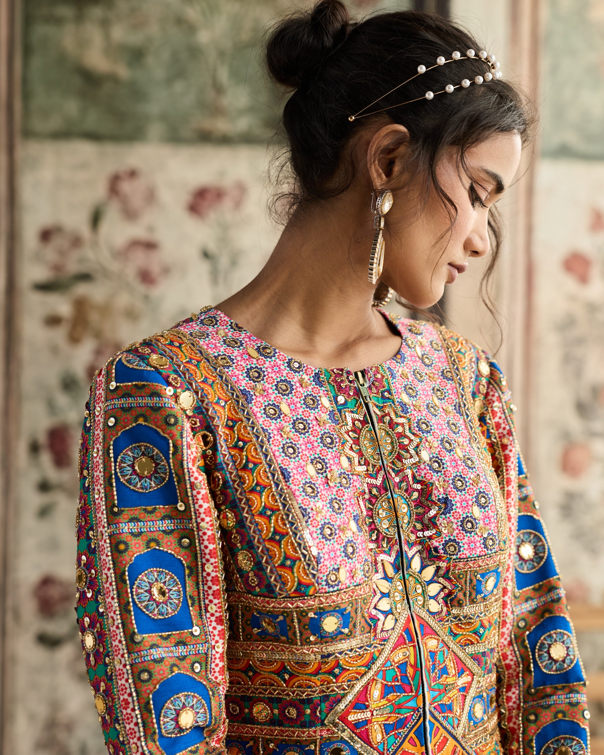 Multi-Color Print And Highlighted Jacket Set