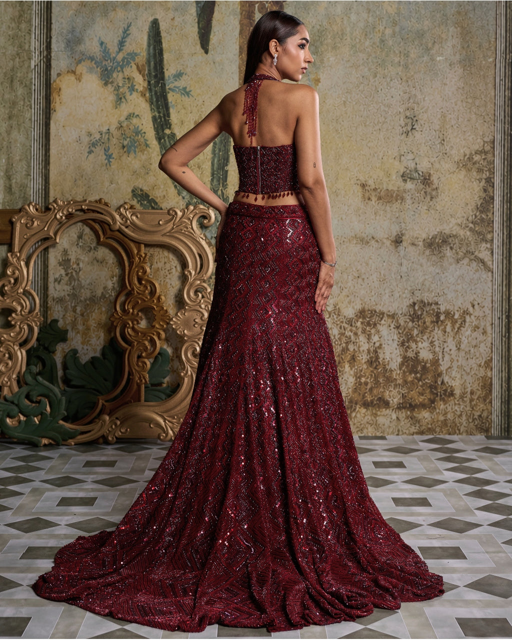 Maroon Embellished Mermiad Set