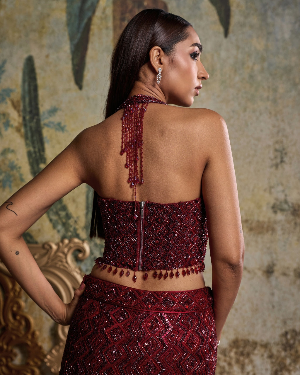 Maroon Embellished Mermiad Set