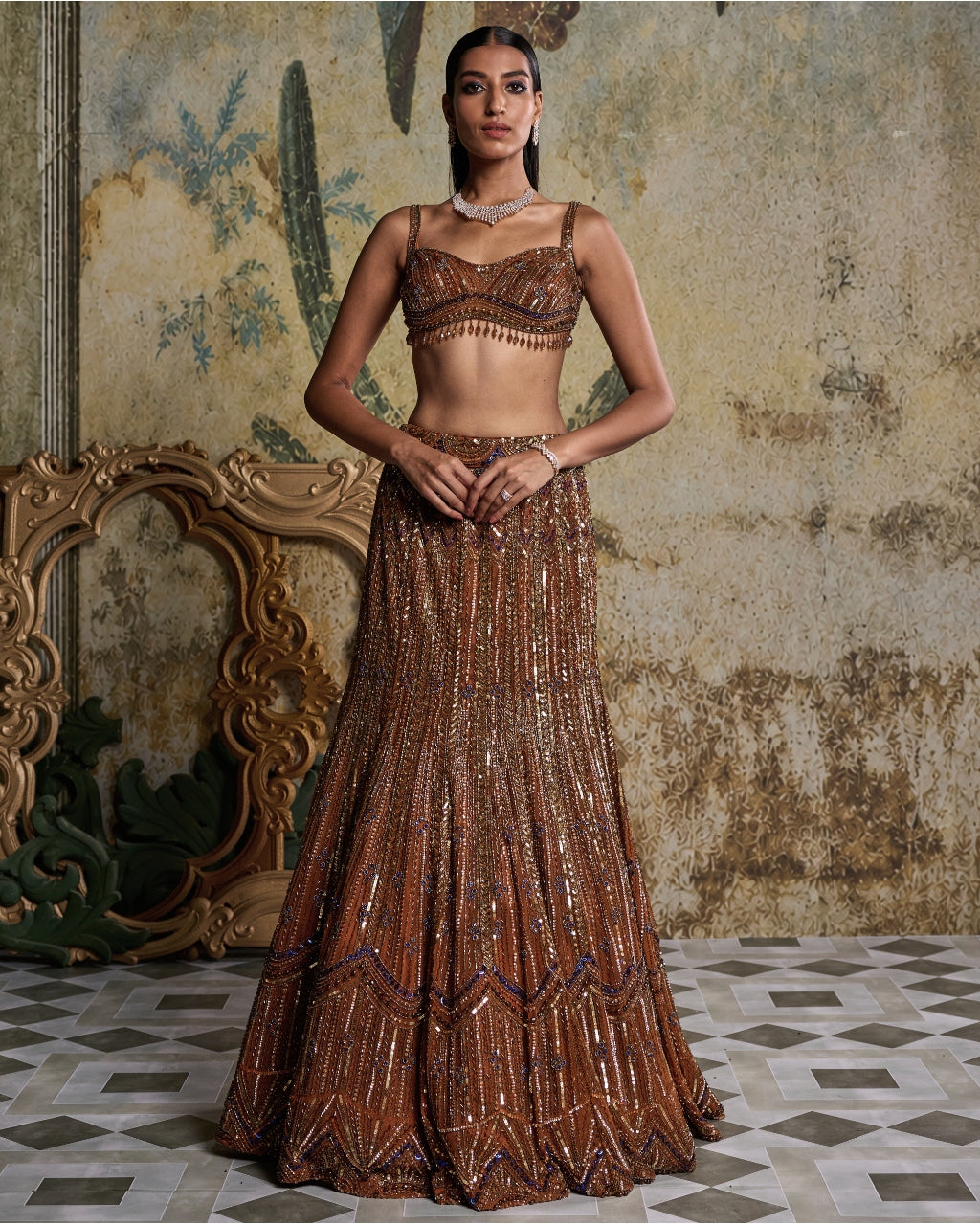Burnt Orange Embellished Mermiad Set