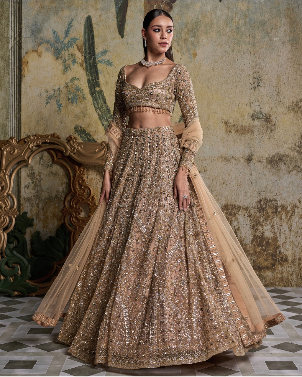 Gold & Silver Embellished Lehenga Set