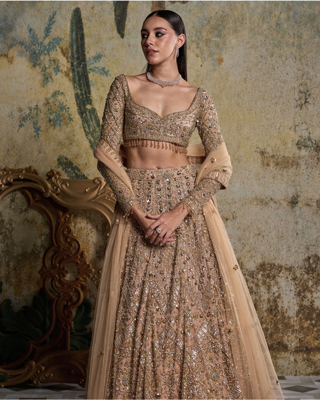 Gold & Silver Embellished Lehenga Set
