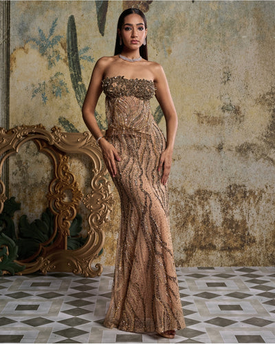 Gold Embellished Skirt Set