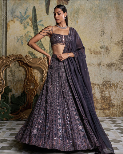 Charcol Grey Embellished Lehenga Set