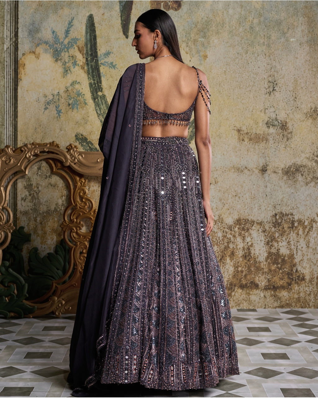 Charcol Grey Embellished Lehenga Set