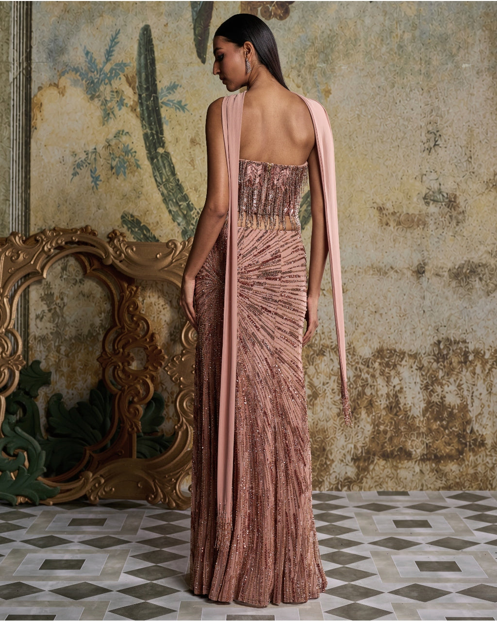 Copper Embellished Skirt Set