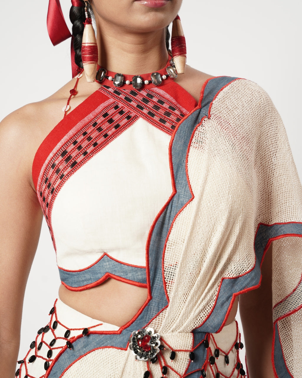 Fringe Scallop Draped Sari