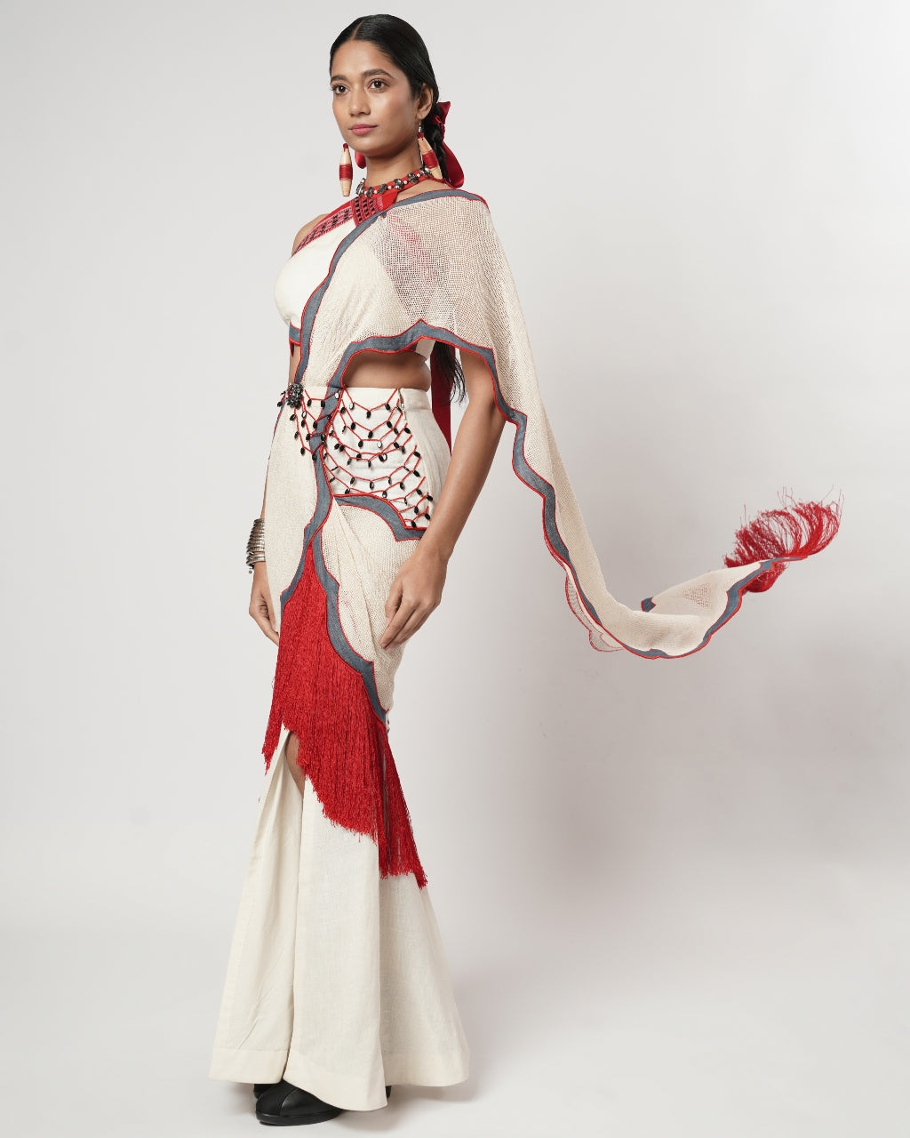 Fringe Scallop Draped Sari