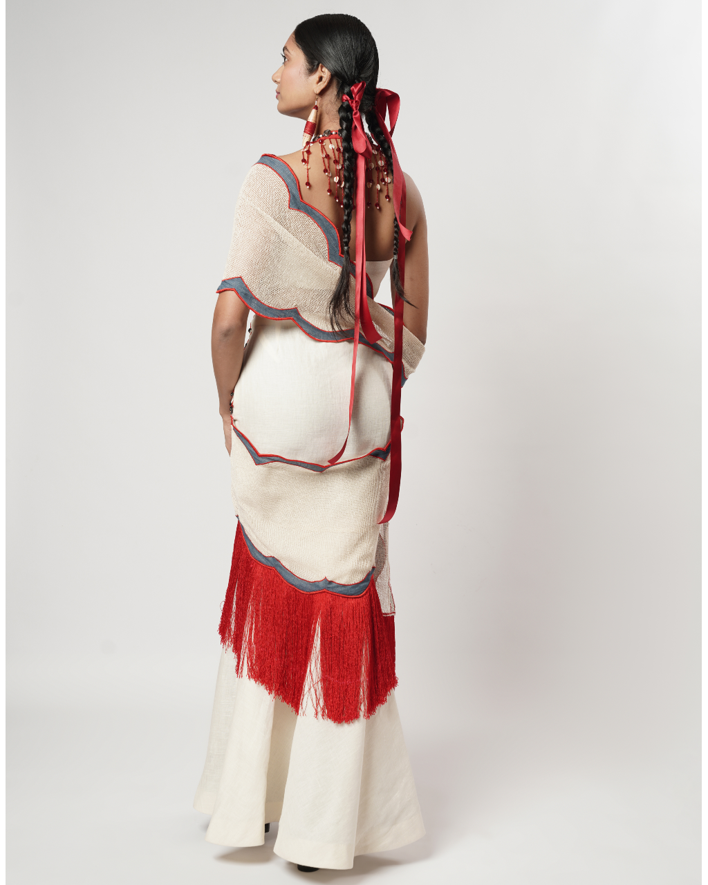 Fringe Scallop Draped Sari