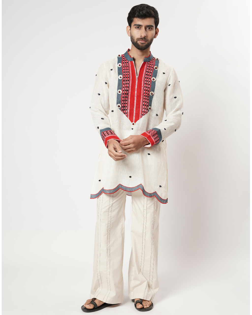 Scalloped Naga Bindi Yoke Kurta Set