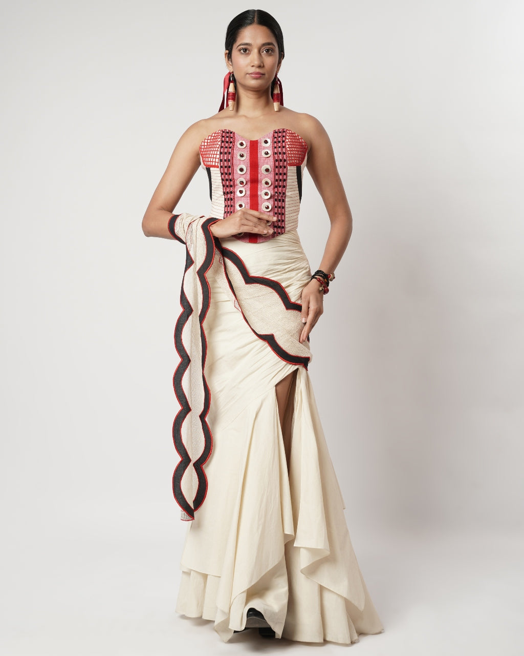 Draped Layer Skirt With Naga Corset