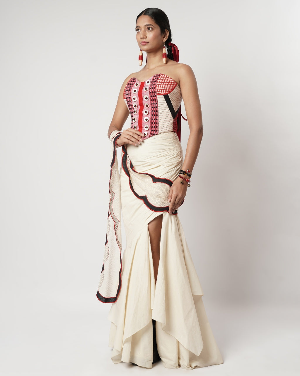 Draped Layer Skirt With Naga Corset