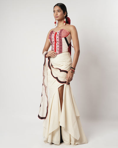 Draped Layer Skirt With Naga Corset