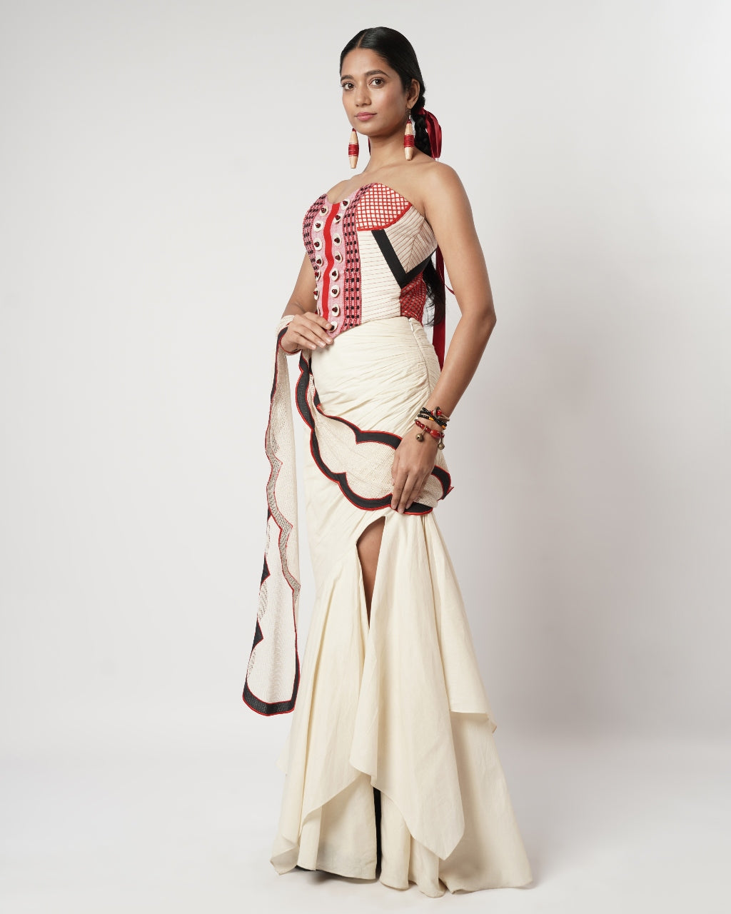 Draped Layer Skirt With Naga Corset