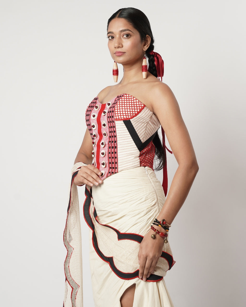 Draped Layer Skirt With Naga Corset