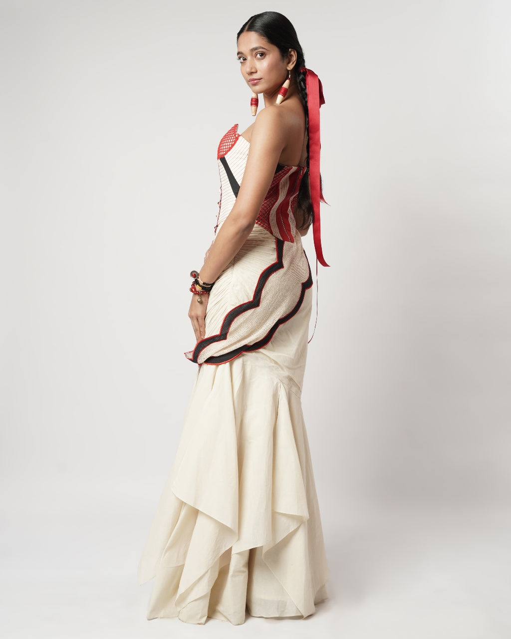 Draped Layer Skirt With Naga Corset