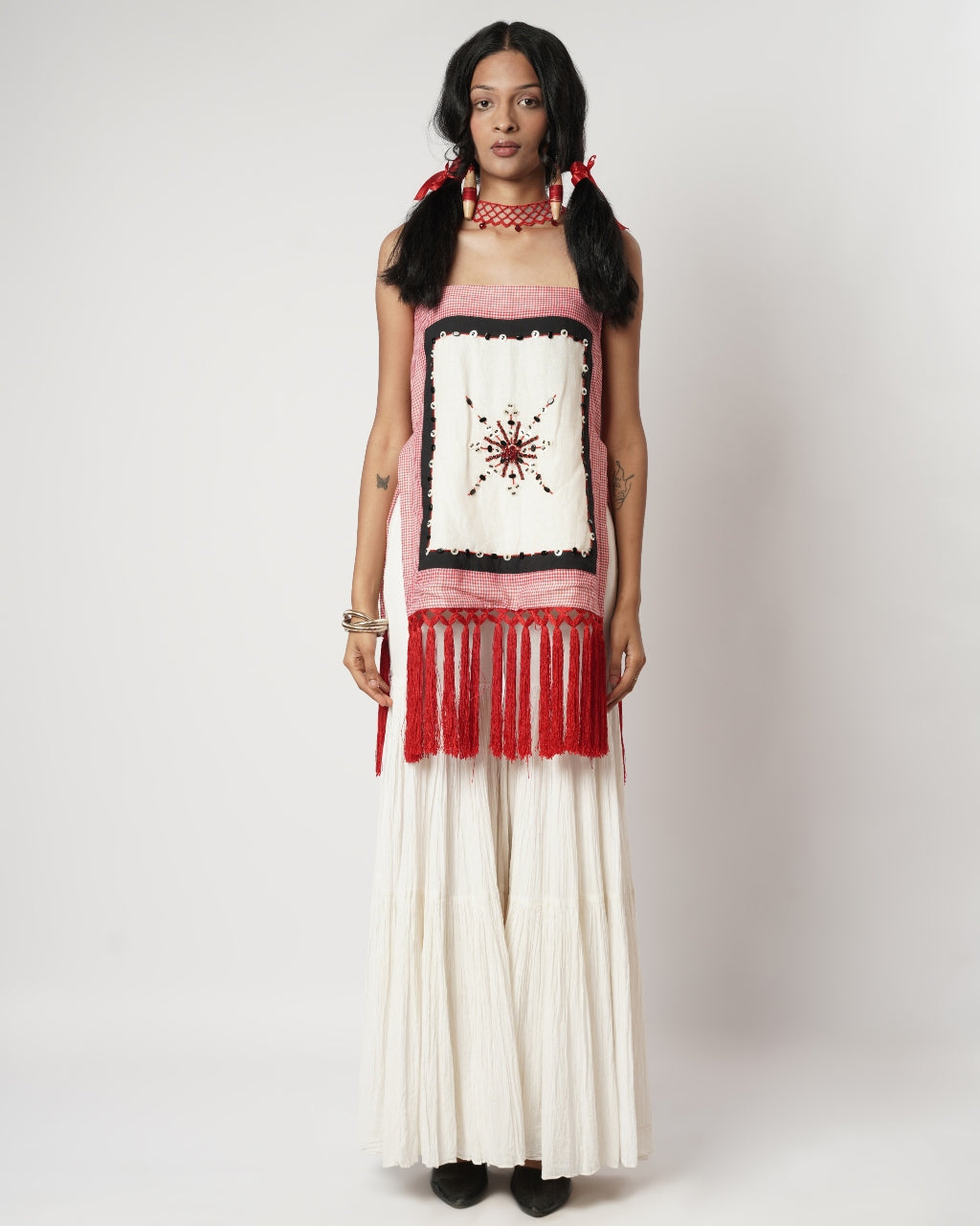 Fringe Scarf Sharara Set