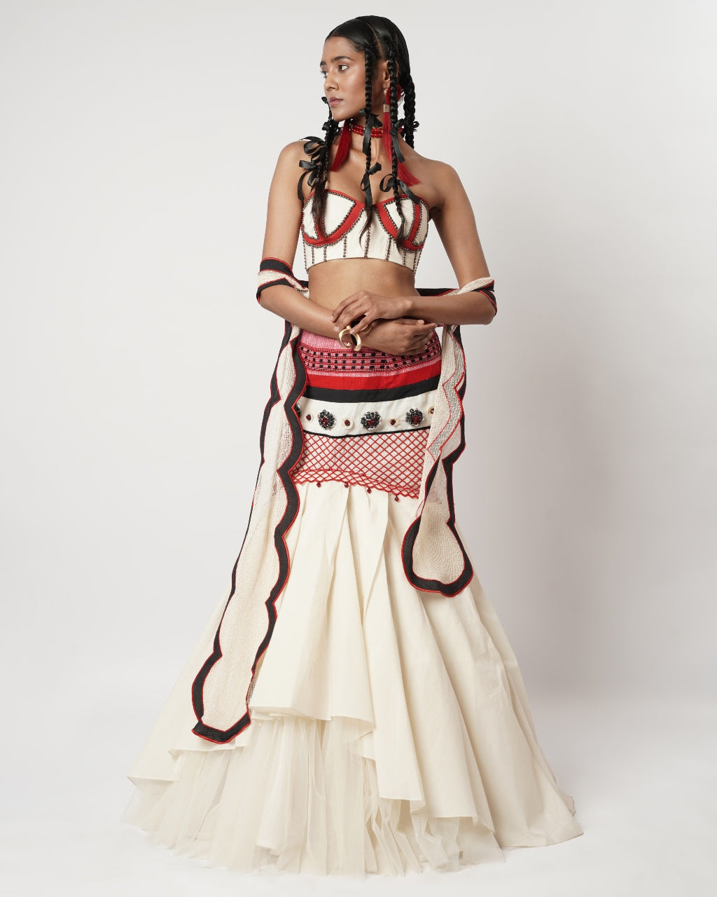 Layered Floret Naga-Fish Skirt