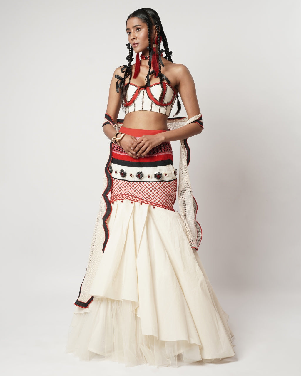 Layered Floret Naga-Fish Skirt