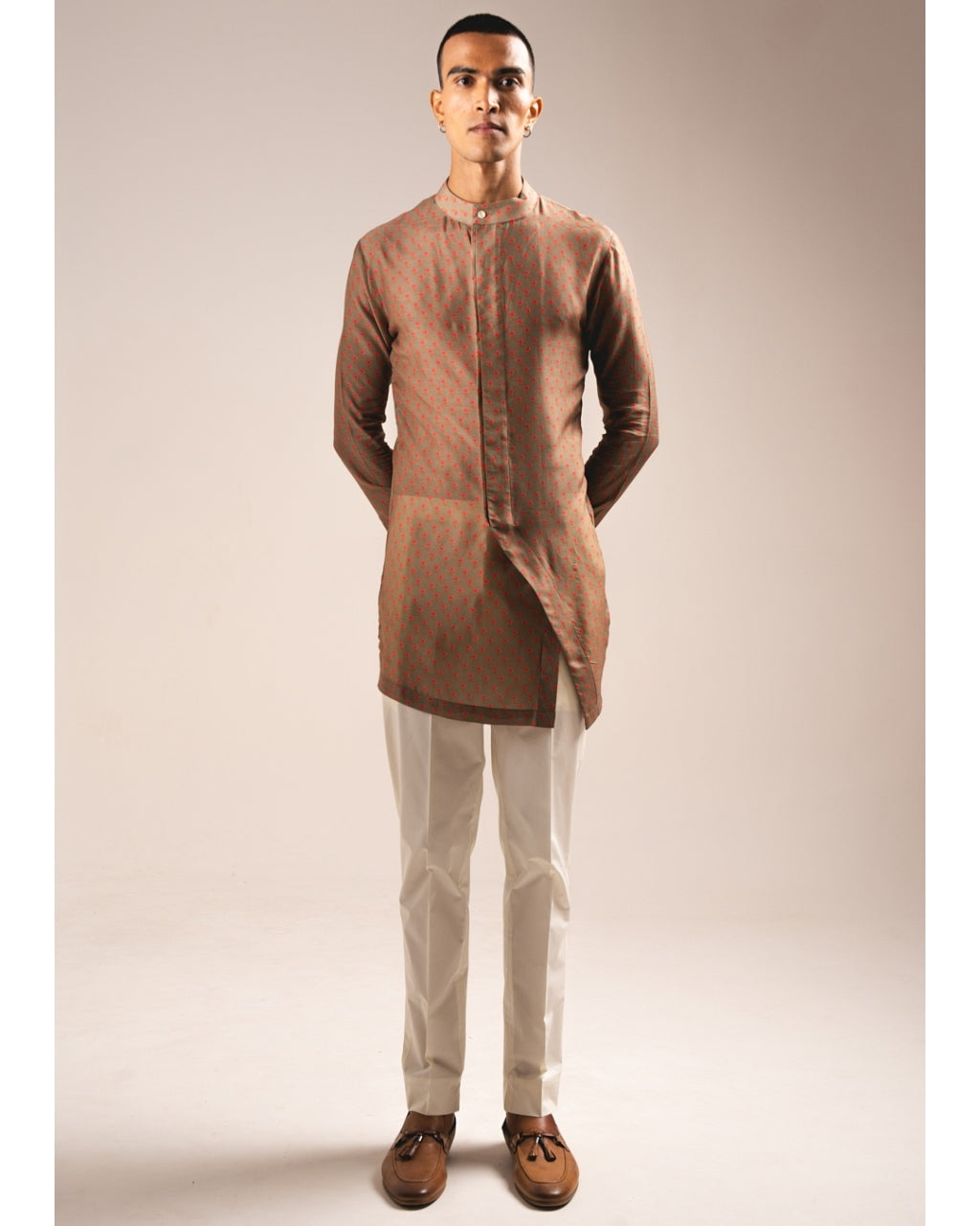 Khakhi Marigold Side Slit Kurta Pyjama Set