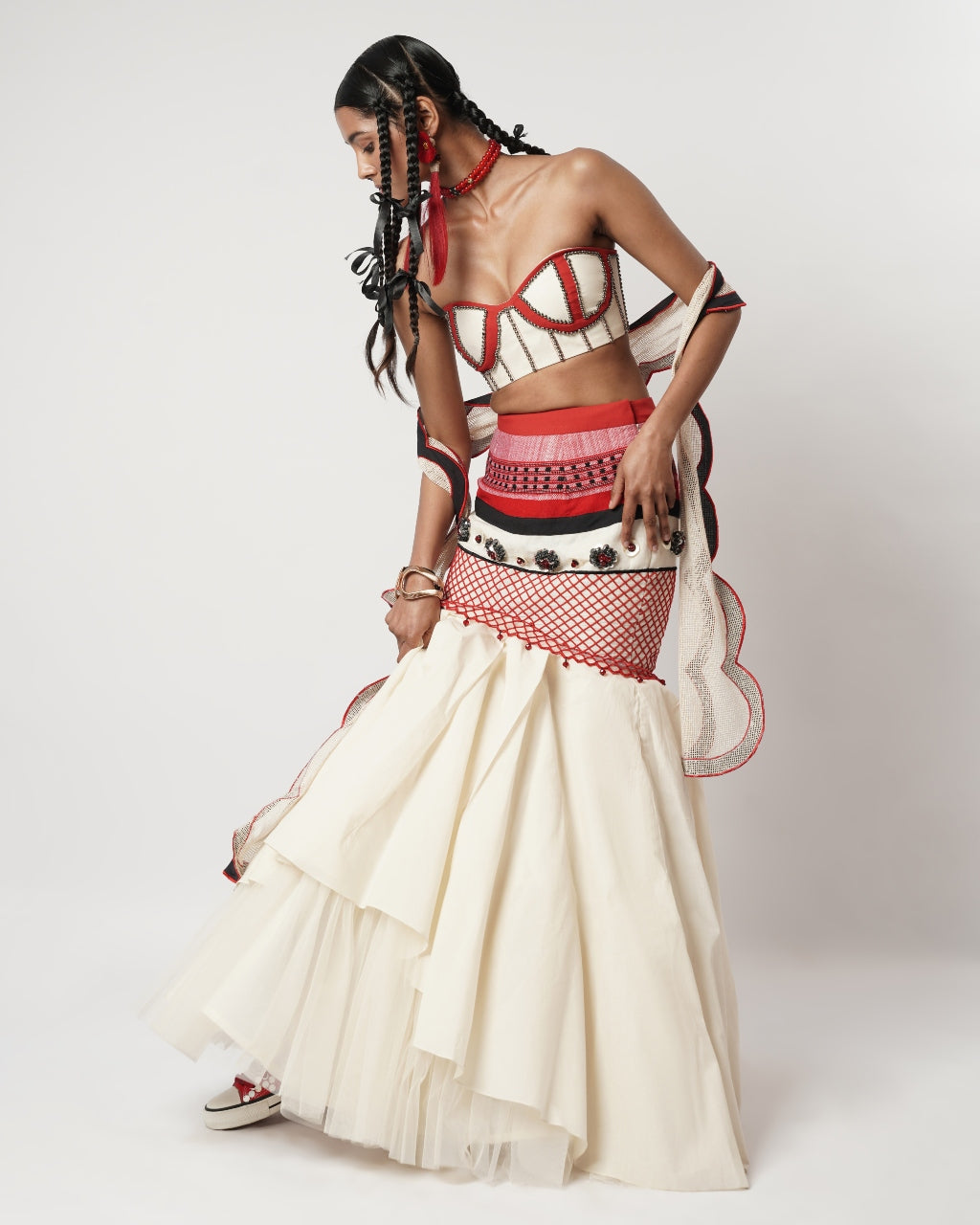 Layered Floret Naga-Fish Skirt