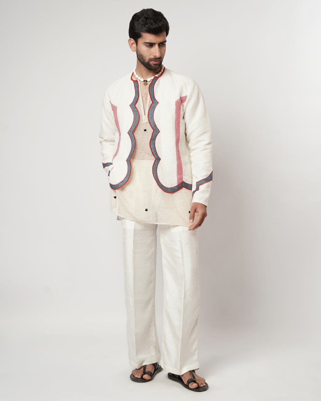 Cerulean Scalloped Overshirt Kurta Set