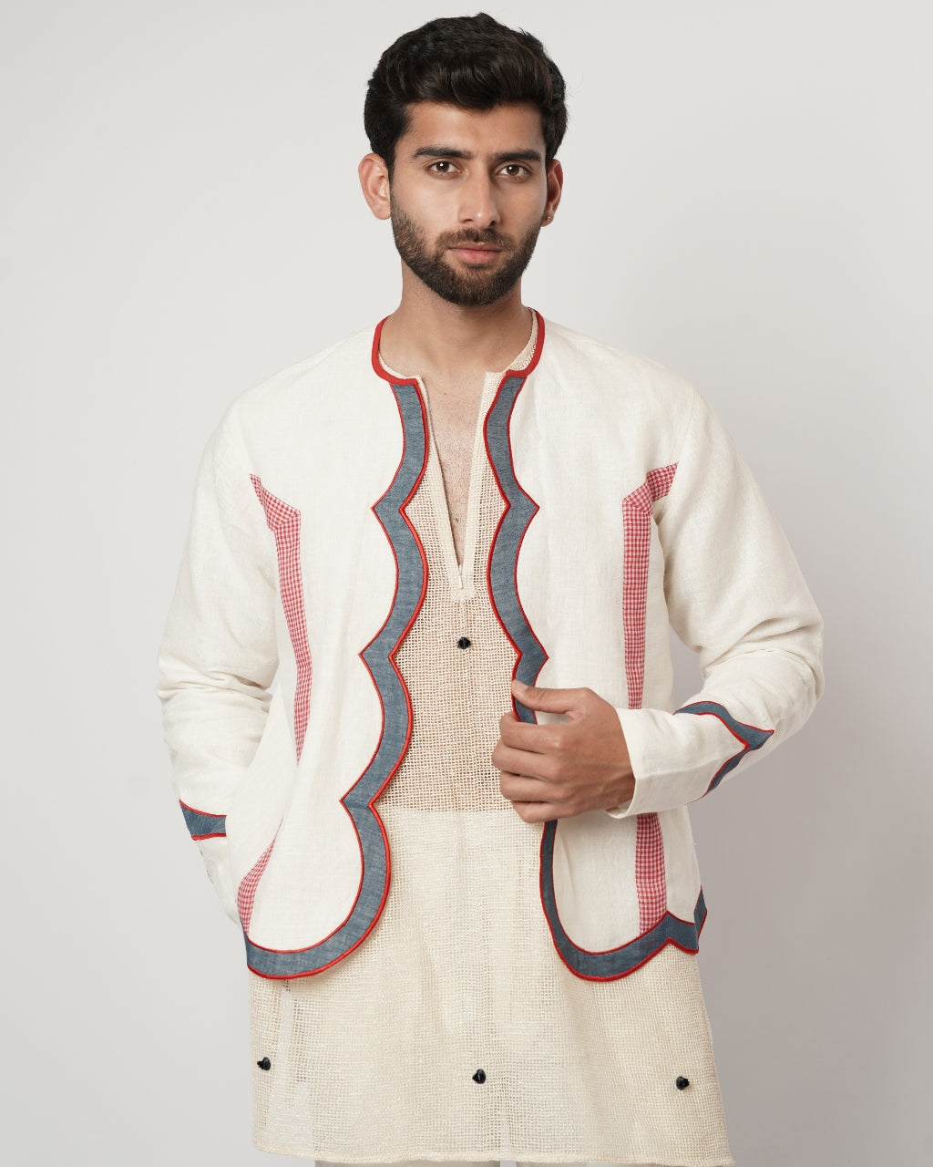 Cerulean Scalloped Overshirt Kurta Set