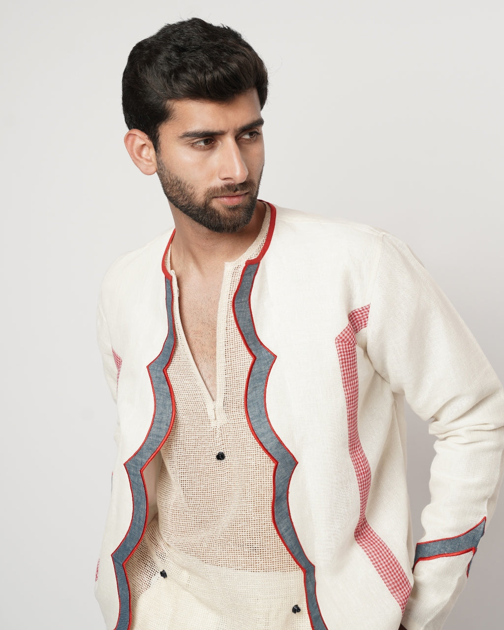 Cerulean Scalloped Overshirt Kurta Set