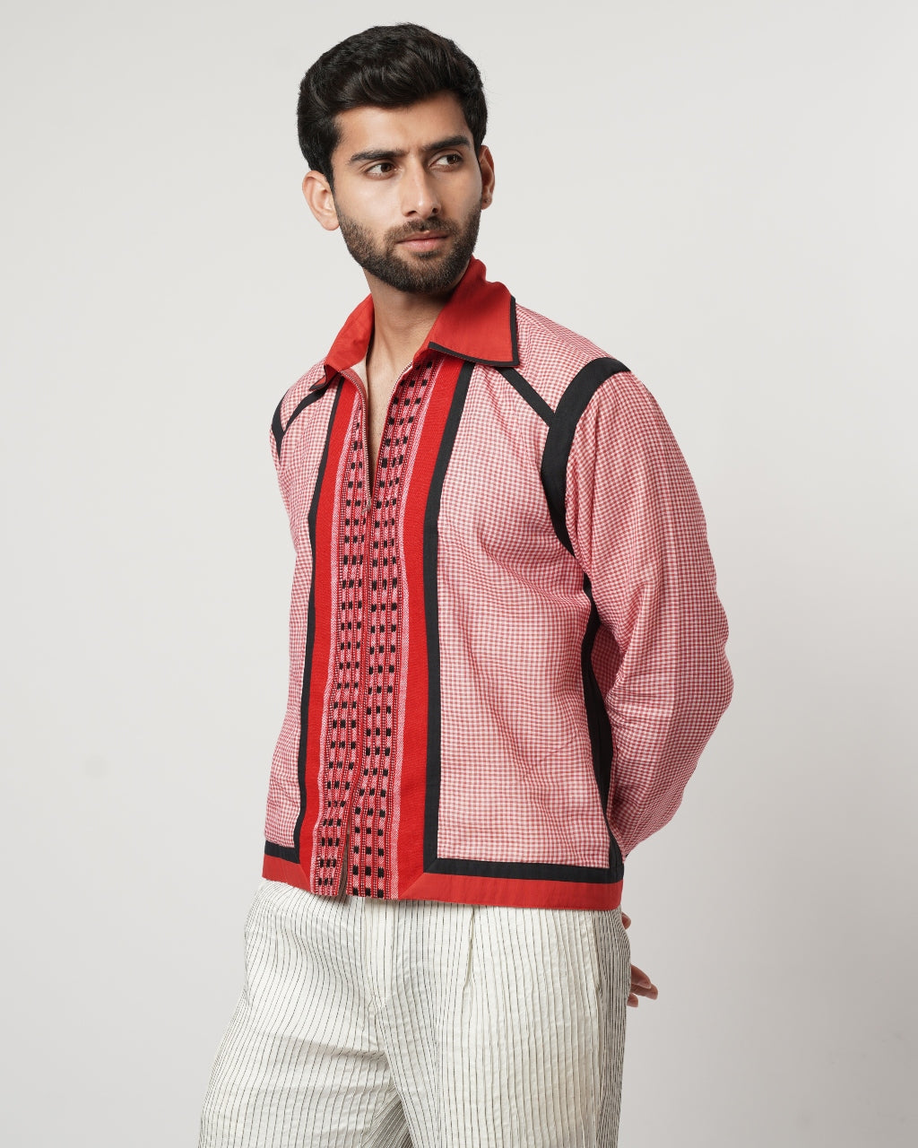 Naga- Gamcha Block Bomber Shacket Set