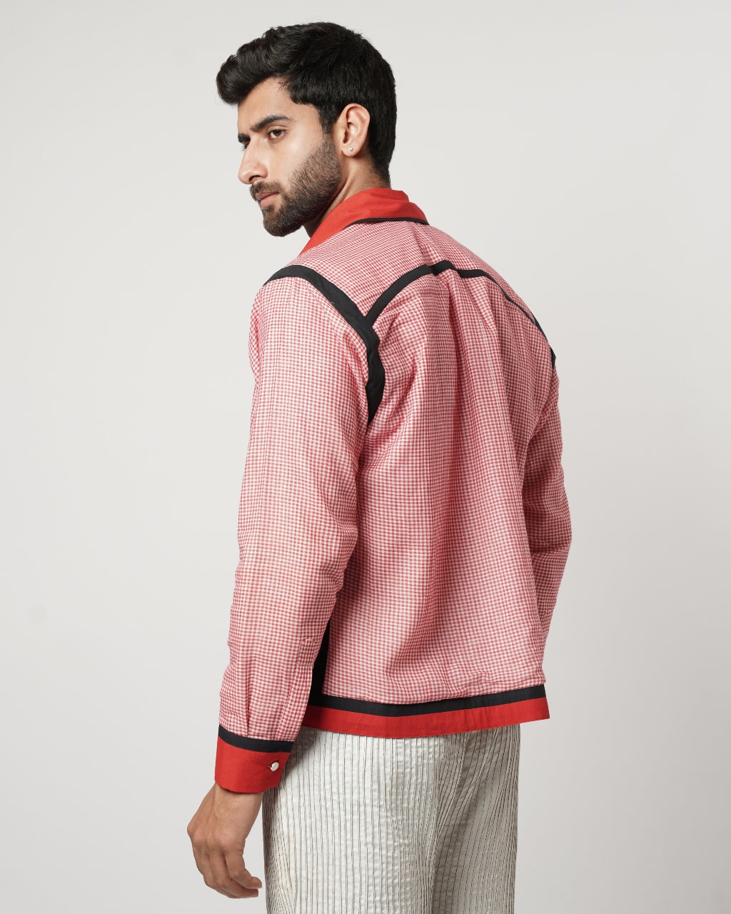 Naga- Gamcha Block Bomber Shacket Set