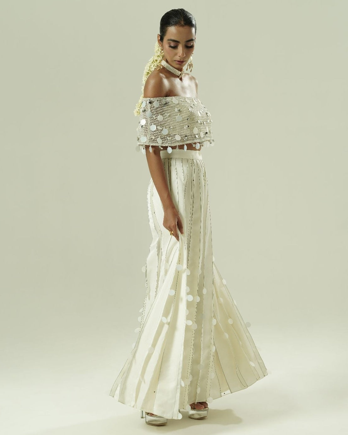 Sequin Drops Tuck Sharara Set