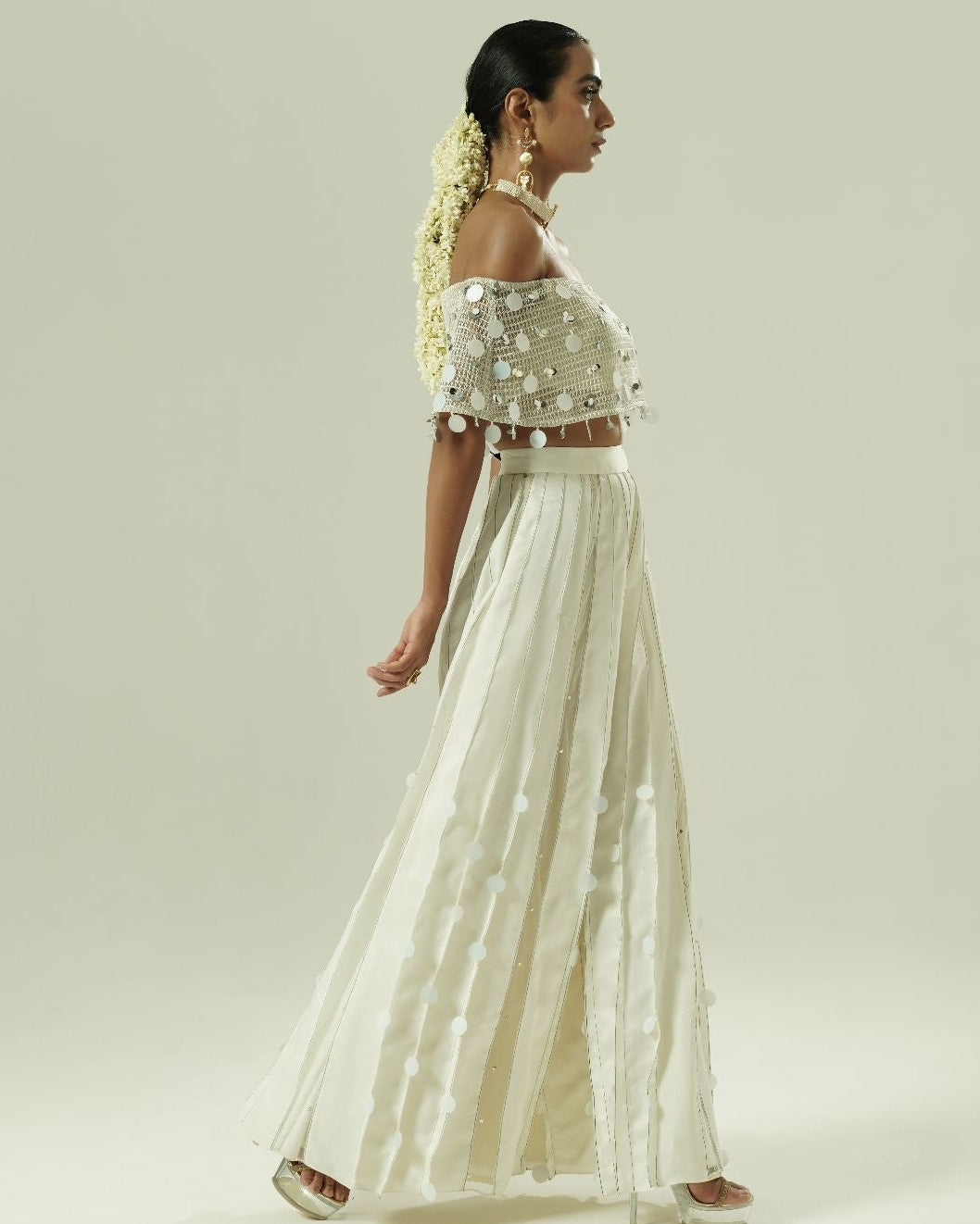 Sequin Drops Tuck Sharara Set