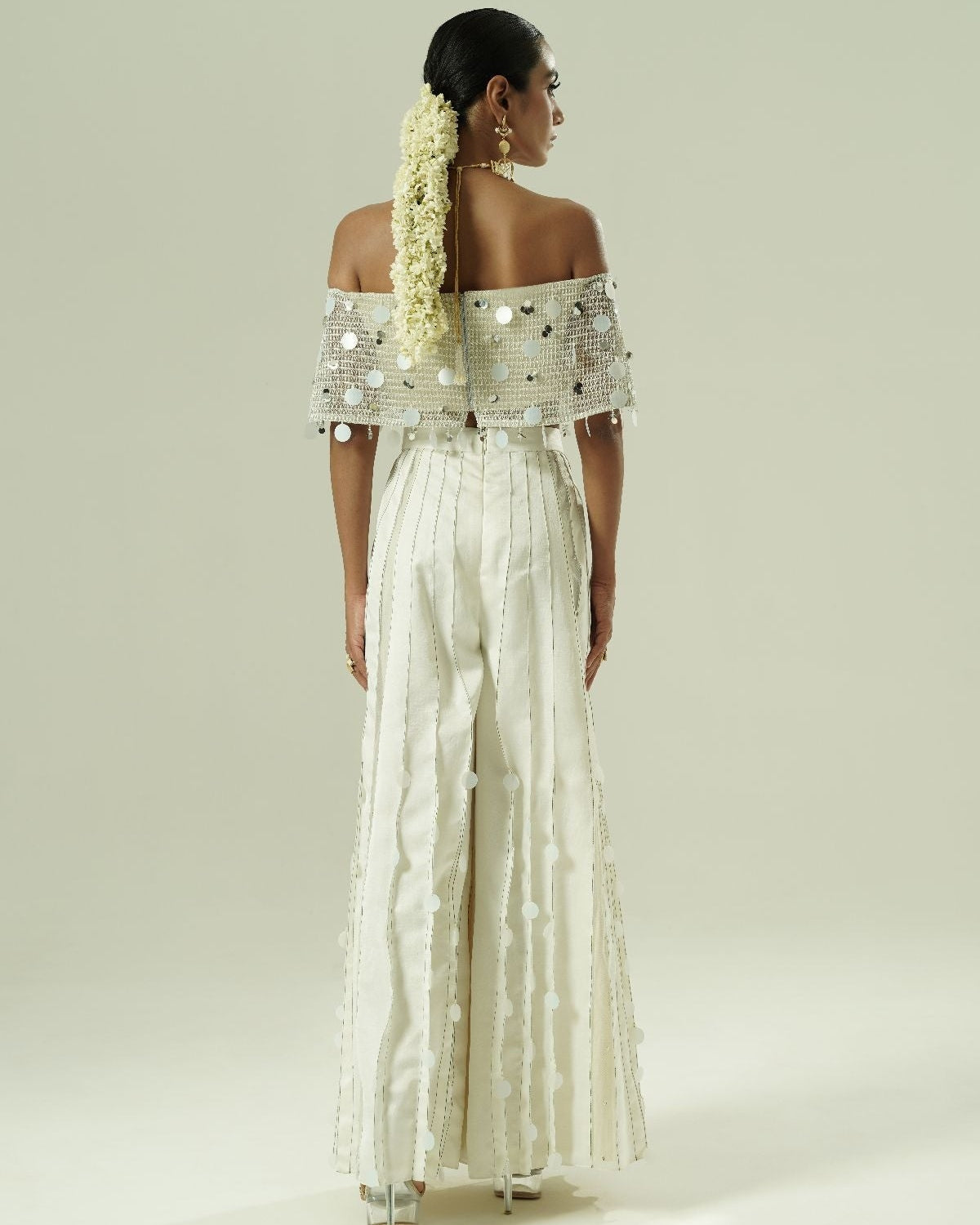 Sequin Drops Tuck Sharara Set