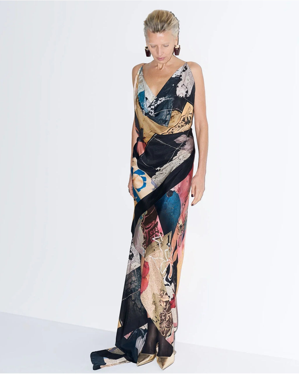 Mateo Collage Cowl Dress